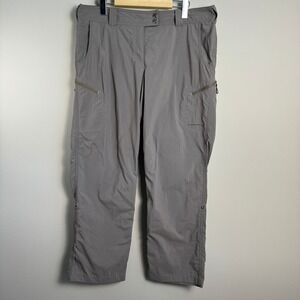 ExOfficio Women's Gray Nylon Cargo Pants Size 12 Adjustable Roll Tab Legs